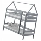 Łóżka dla dzieci i młodzieży - Szare łóżko dziecięce piętrowe w kształcie domku E5-G16 - miniaturka - grafika 1