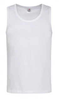 Koszulki męskie - Biały Bawełniany T-Shirt (TANK TOP) Męski Bez Nadruku -STEDMAN- Koszulka, Bez Rękawów, Bezrękawnik - Stedman - grafika 1