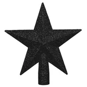Ozdoby bożonarodzeniowe - Szpic na choinkę, gwiazda nietłukąca 15 cm czubek brokatowy, czarny - miniaturka - grafika 1