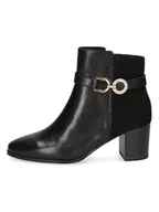 Botki damskie - Caprice Skórzane botki w kolorze czarnym - miniaturka - grafika 1