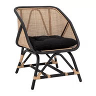 Fotele - Czarno-beżowy fotel z plecionką Loue − Bloomingville - miniaturka - grafika 1
