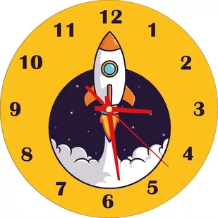 Zegar Ścienny Dla Dzieci Kosmos Rakieta Prezent - Zegary - miniaturka - grafika 1