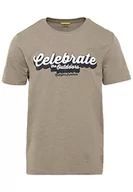 Koszulki męskie - camel active Męski t-shirt z krótkim rękawem z bawełny ekologicznej, khaki, L - miniaturka - grafika 1