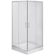 Kabiny prysznicowe - Zestaw Deante Funkia kabina prysznicowa 80 cm kwadratowa z brodzikiem Corner i syfonem chrom/szkło szronione (KYC642K, KTC042B, NHC025C) - miniaturka - grafika 1