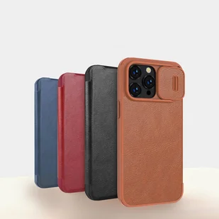 Nillkin Qin Leather Pro Case etui iPhone 14 Pro osłona na aparat kabura pokrowiec obudowa z klapką brązowy - Etui i futerały do telefonów - miniaturka - grafika 8