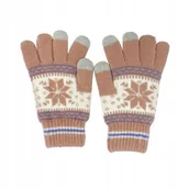 Rękawiczki - Rękawiczki zimowe dotykowe do ekranów uniseks z wzorem ŚNIEŻYNKA różowe - miniaturka - grafika 1