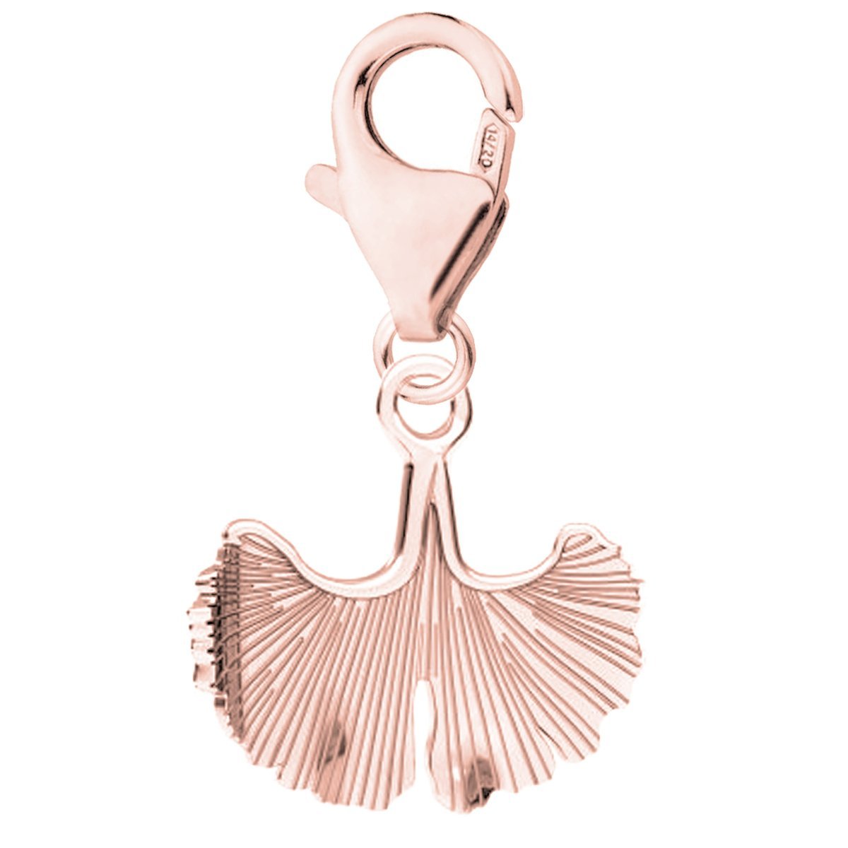 Zawieszka liść miłorząb różowe złoto srebro 925