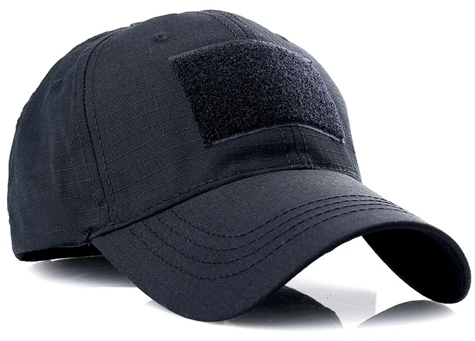 Militarna czarna czapka z daszkiem 3x panel velcro MIL-TEC regulowana