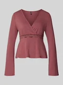 Bluzki damskie - Bluzka z długim rękawem o kroju slim fit z mieszanki wiskozy model ‘SINI’ - miniaturka - grafika 1