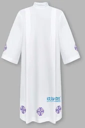 Alba kapłańska haftowana - krzyż, fioletowy haft - Szaty liturgiczne - miniaturka - grafika 1