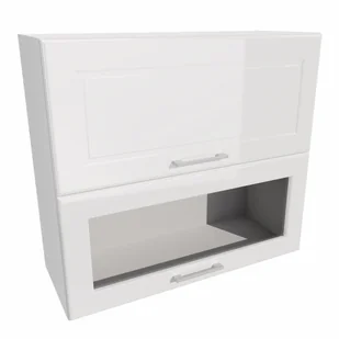 Szafka Wisząca Alto 2 Fronty Uchylne 1 Witryna 1 Front 80X72 Cm Mdf Biały Połysk - Szafki kuchenne - miniaturka - grafika 1
