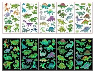 Tatuaże dla dzieci świecące zmywalne dziecięce dinozaury B 5 szt - Zabawki kreatywne - miniaturka - grafika 1