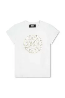 Koszulki dla dziewczynek - Karl Lagerfeld t-shirt bawełniany dziecięcy kolor biały - grafika 1