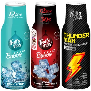 Syrop FruttaMax TONIC 500 ml + Syrop FruttaMax COLA 500ml + Syrop FruttaMax ENERGY DRINK 500 ml - Syropy i koncentraty owocowe - miniaturka - grafika 1