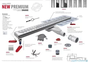 Wiper New Premium Revers Odpływ liniowy z kołnierzem 110 cm szlif syfon snake 500.0251.02.110 - Odpływy liniowe - miniaturka - grafika 4