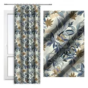 Zasłony - Zasłona gotowa na taśmie Niebieskie Liście 140x250 Vipro D404-303 - miniaturka - grafika 1