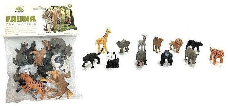 Zestaw 12 dzikich zwierząt PCV 20x16cm