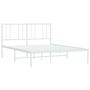 Metalowa rama łóżka z wezgłowiem, biała, 160x200 cm Lumarko! - Łóżka - miniaturka - grafika 6