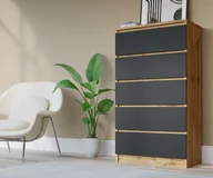 Komody - KOMODA 5 SZUFLAD 70 cm DĄB WOTAN/CZARNY - miniaturka - grafika 1