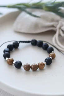 Bransoletka Męska z Kamieni Naturalnych - Lawa Wulkaniczna i Drewno Sandałowe - Bransolety męskie Bransoletka Męska z Kamieni Naturalnych - Lawa Wulkaniczna i Drewno Sandałowe - Bransolety męskie - miniaturka - grafika 1