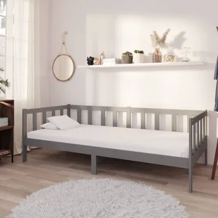 Łóżko dzienne szare sosna 90x200 cm - Łóżka - miniaturka - grafika 1