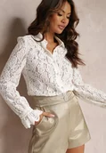 Koszule damskie - Biała Koszula Koronkowa na Guziki Acameda - miniaturka - grafika 1