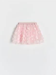 Reserved - Tiulowa spódniczka z kwiatami - pastelowy róż - Sukienki i spódniczki dla dziewczynek - miniaturka - grafika 1
