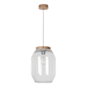 Lampy sufitowe - Britop Loftowa LAMPA wisząca VASO 169010174 szklana OPRAWA skandynawski ZWIS słoik przezroczysty drewno przezroczysty drewno - miniaturka - grafika 1