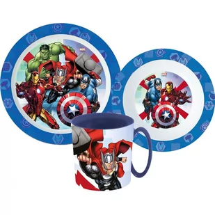 Zestaw Obiadowy Avengers Marvel 3W1 Zestaw Naczyń Śniadaniowy Talerze Kubek Do Mikrofali - Lunch boxy - miniaturka - grafika 1