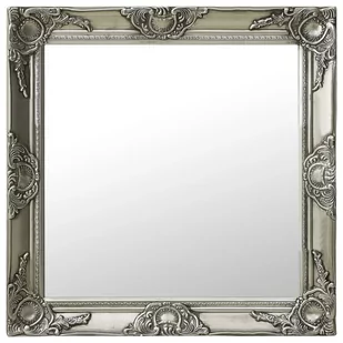vidaXL Lustro ścienne w stylu barokowym, 60x60 cm, srebrne - Lustra - miniaturka - grafika 1