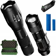 Latarki - 2szt Latarka Taktyczna Led XML-T6 Zoom Zestaw Akum - miniaturka - grafika 1