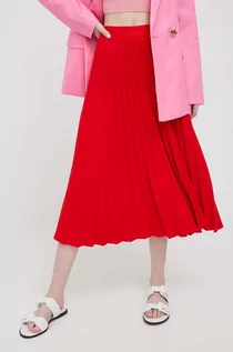 Spódnice - Tommy Hilfiger spódnica kolor czerwony midi rozkloszowana - grafika 1