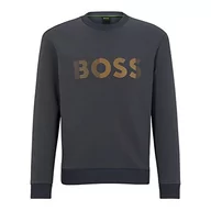 Bluzy męskie - BOSS Męska bluza Salbo 1 z mieszanki bawełny z trójwymiarowym haftem logo, Dark Grey27., XXL - miniaturka - grafika 1