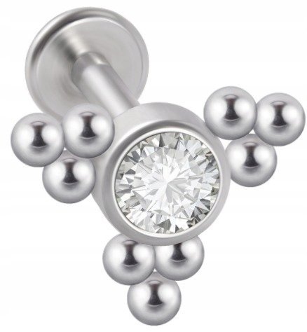 LABRET Śliczna Cyrkonia z Kuleczkami SS316L