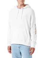 Bluzy męskie - ALPHA INDUSTRIES Męska bluza z kapturem Organics OS Organic beżowa, Organic White, S - miniaturka - grafika 1