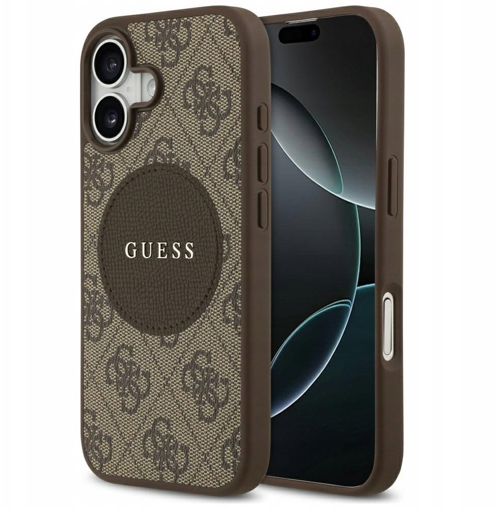 Etui Guess 4G Circle Classic Logo MagSafe do iPhone 17 brązowy