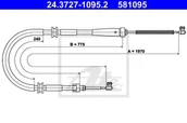 Linki hamulca postojowego - Cięgło, hamulec postojowy ATE 24.3727-1095.2 - miniaturka - grafika 1