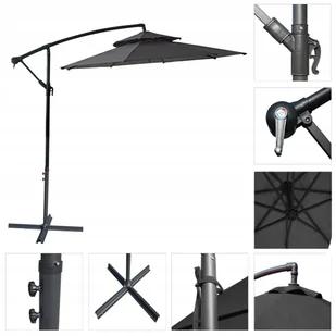 PARASOL OGRODOWY DUŻY SOLIDNY SKŁADANY 2,7 M Z WYSIĘGNIKIEM REGULACJA XXL - Parasole ogrodowe - miniaturka - grafika 1
