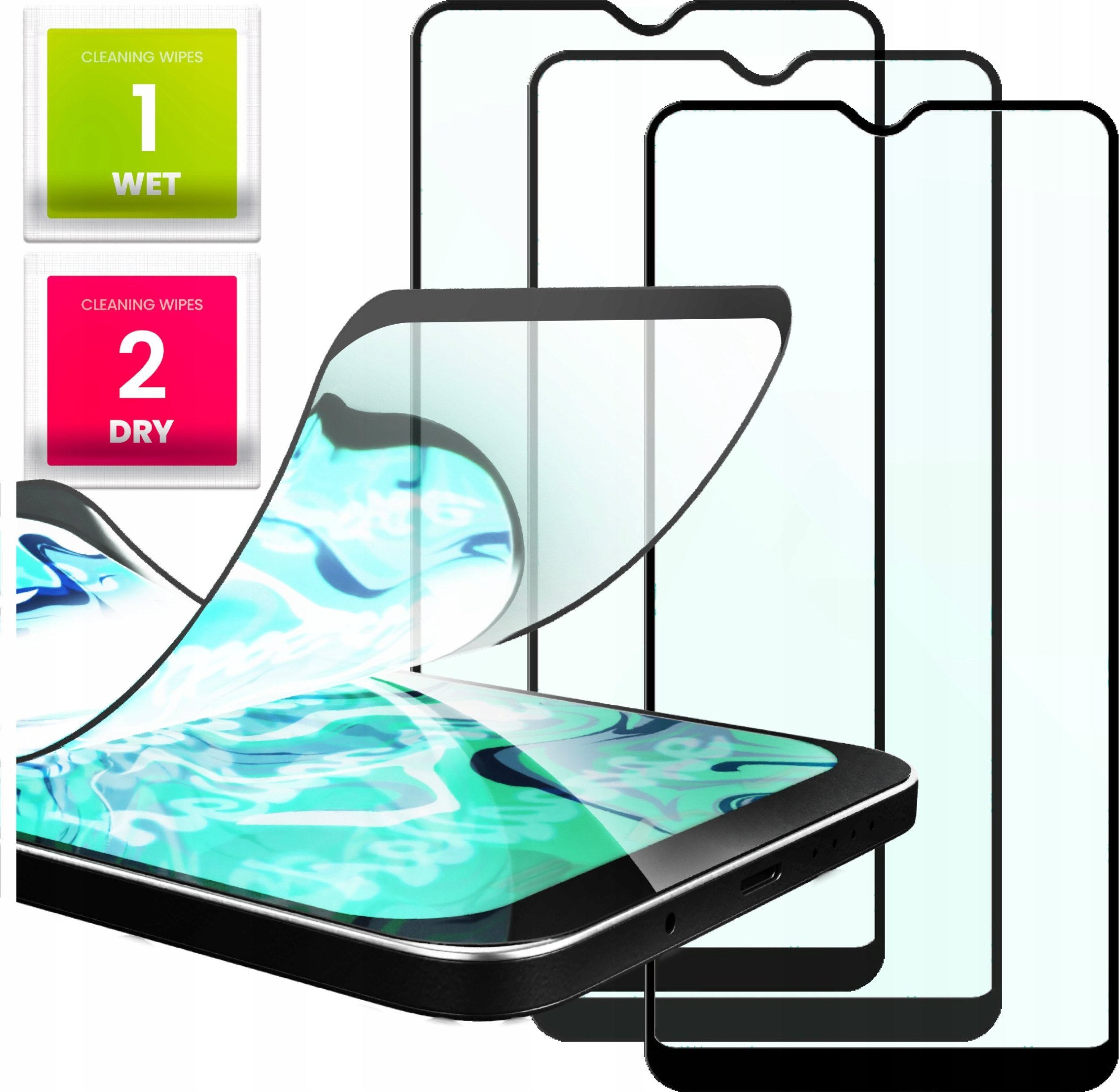 Hello Case 3x Szkło Hybrydowe do Realme C25Y szybka 9H, 5D, ochronne, na cały ekran