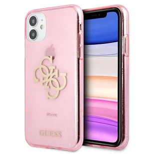 Guess Glitter 4G Big Logo - Etui iPhone 11 różowy - Etui i futerały do telefonów - miniaturka - grafika 1