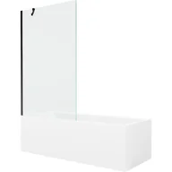 Wanny - Mexen Cubik wanna prostokątna 160 x 70 cm z obudową i parawanem 1-skrzydłowym 100 cm, transparent, czarny - miniaturka - grafika 1