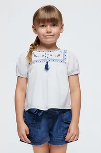 Bluzki dla dziewczynek - Mayoral bluzka bawełniana dziecięca kolor biały z aplikacją - grafika 1