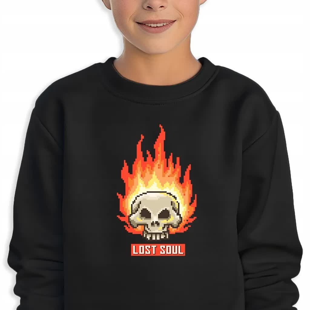 Bluza Dziecięca Czarna Lost Soul Wysoka Jakość Wzory -152 Cm (12-13)
