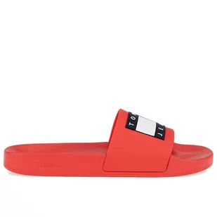 Klapki Tommy Jeans Pool Slide EM0EM01191-XNL - czerwone - Klapki i japonki męskie - miniaturka - grafika 1