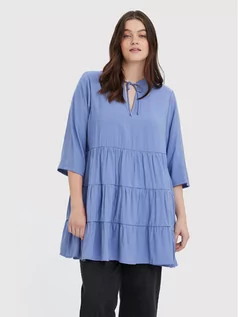 Bluzki damskie - Vero Moda Curve Tunika Kenia 10266952 Niebieski Regular Fit - grafika 1