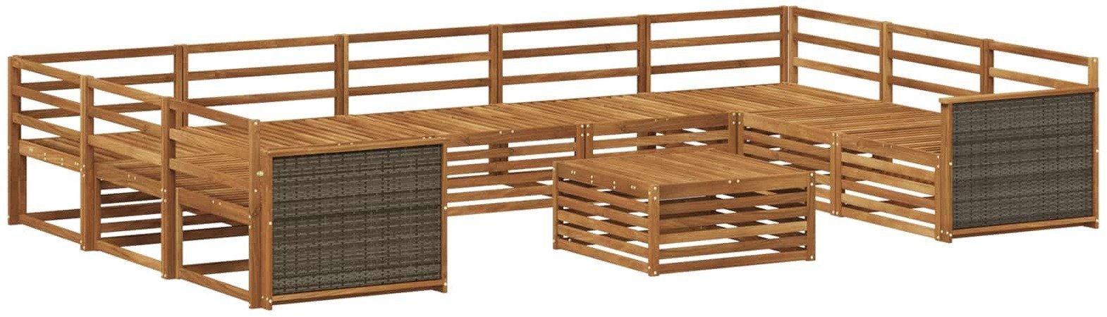 vidaXL Zestaw sof na zewnątrz 10 pcs naturalny Lite Drewno Akacji