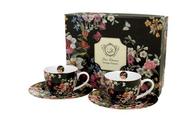 Serwisy do kawy i herbaty - Art-Pol Pl Kpl Filiżanek Espresso Vintage Flowers Black 143394 - miniaturka - grafika 1