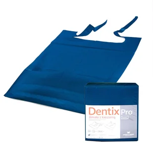 Śliniak dentystyczny z kieszonką 39cm x 48cm granatowy podfoliowany 54g DentixPro 50szt - Sprzęt i akcesoria stomatologiczne - miniaturka - grafika 1