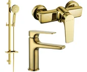 Zestawy baterii łazienkowych - Mexen Lynx DQ40 zestaw prysznicowy, złoty - 745904DQ40-50 - miniaturka - grafika 1