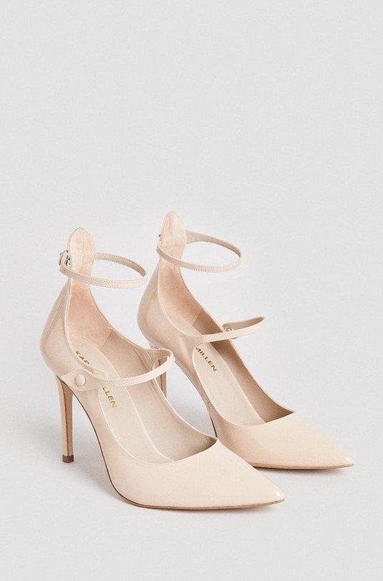 KAREN MILLEN CZÓŁENKA BEŻOWE SKÓRZANE ELEGANCKIE WYJŚCIOWE ZAPINANE 40 T5A